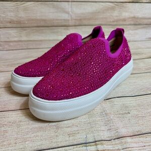 Hey Girl Corkys Swank Crystal Tennis Shoes pink Fuchsia. Size 8